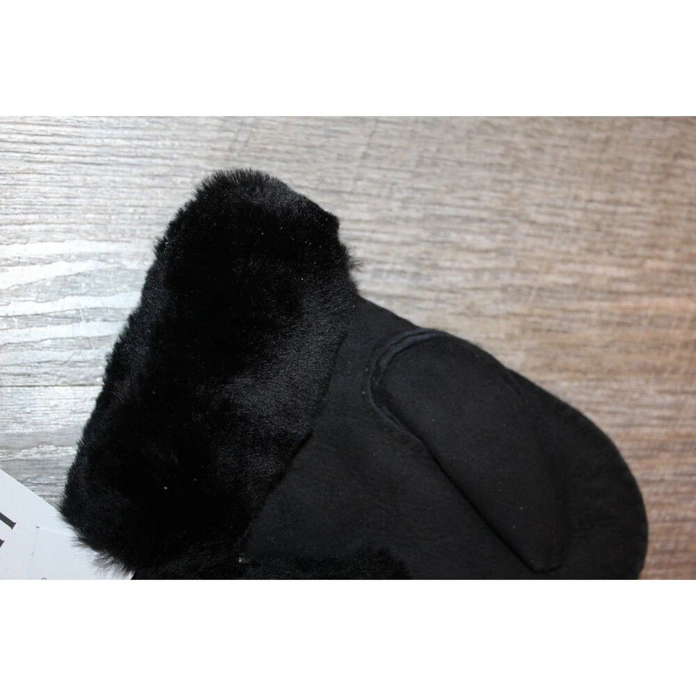 UGG SUEDE‎ FUR LINED MITTENS NEW BLACK SZ 4/6 UNISEX GIRLS BOYS $95